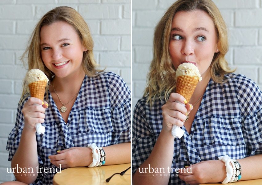 Ideas for summer senior photos with ice cream